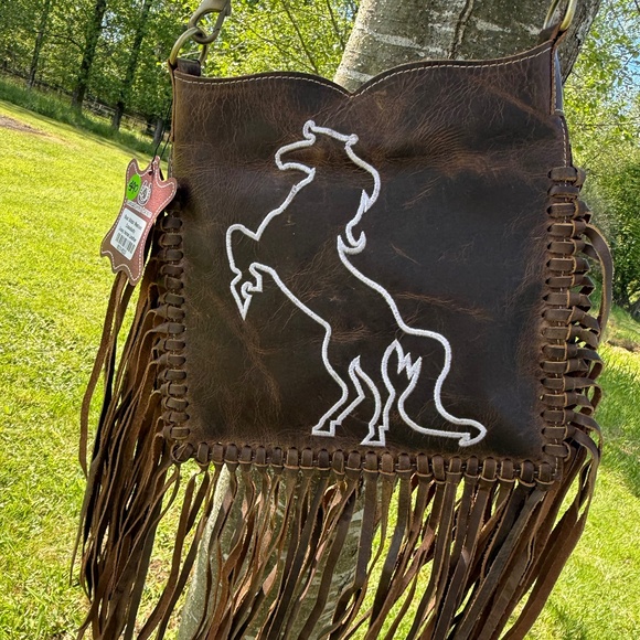 Horse All Tooled Leather Crossbody - Picture 1 of 3